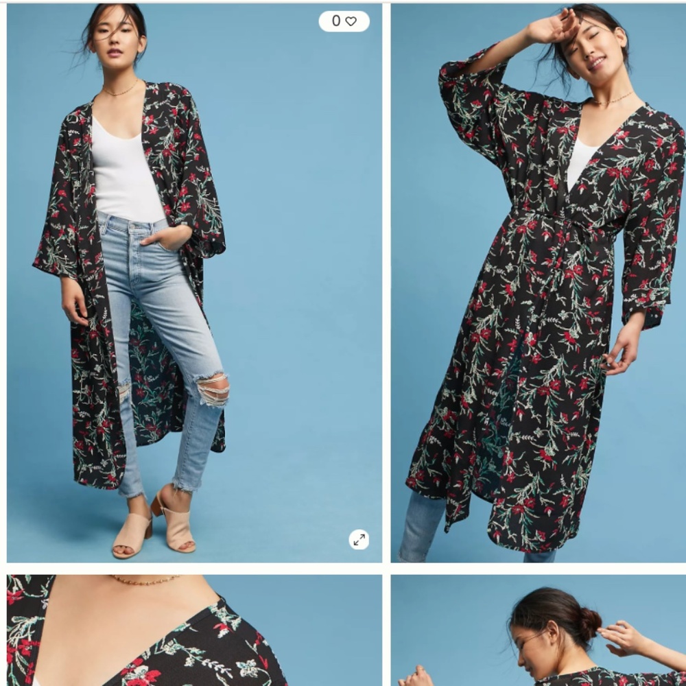 Anthropology Aster Floral Kimono